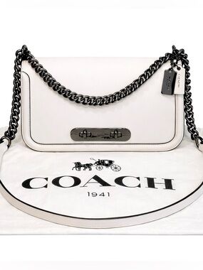 COACH Swagger 20 Chalk White Shoulder Bag Gunmetal Hardware NEW